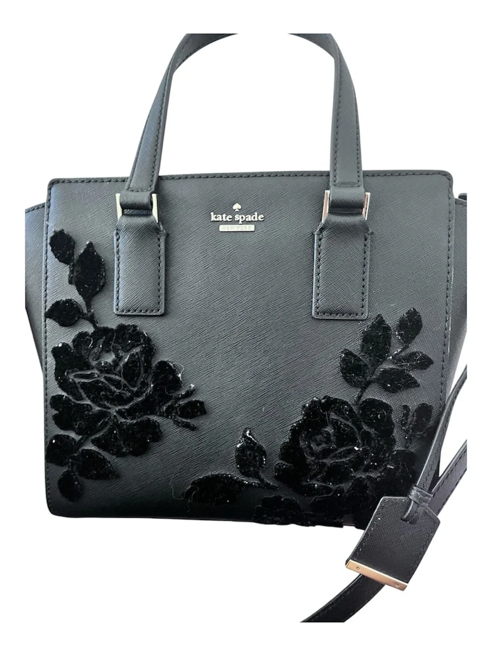 Kate Spade Black Floral Crossbody Purse Bag | Read Description